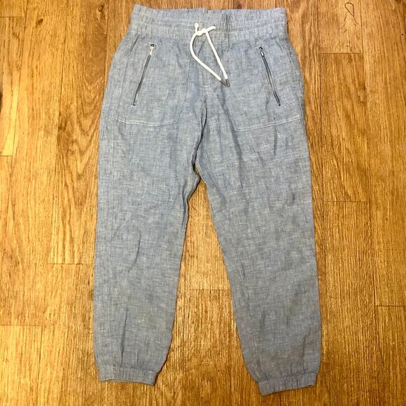 Athleta Cabo Linen Joggers in Chambray Blue Size 4 - Picture 3 of 15